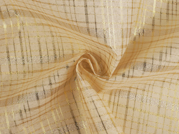 Material textil decorativ premium de Crăciun, în carouri, cu lurex strălucitor