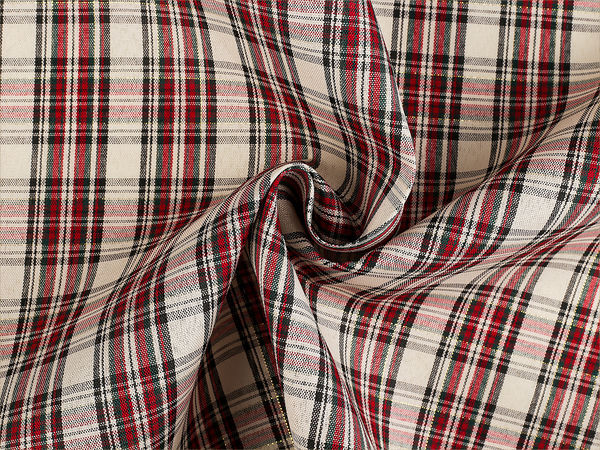 Material textil decorativ premium de Crăciun, în carouri, cu lurex strălucitor