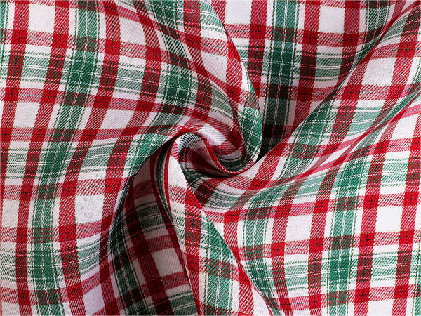 Material textil decorativ premium de Crăciun, în carouri, cu lurex strălucitor