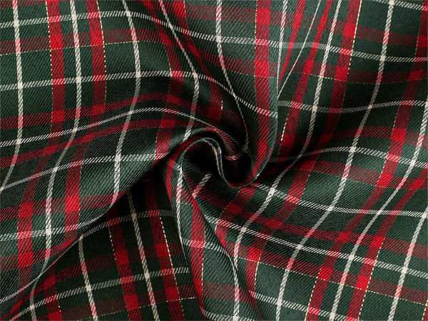 Material textil decorativ premium de Crăciun, în carouri, cu lurex strălucitor