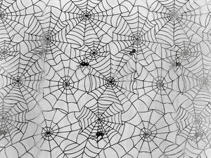 Material din tul negru cu model pânză de păianjen - Plasă fină premium cu imprimeu lucios, la metru