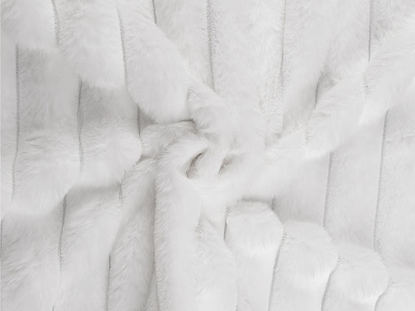 Material blană artificială premium cu dungi tip chinchilă - Blană ecologică ultra-fină cu fir mediu pentru articole vestimentare și decorațiuni