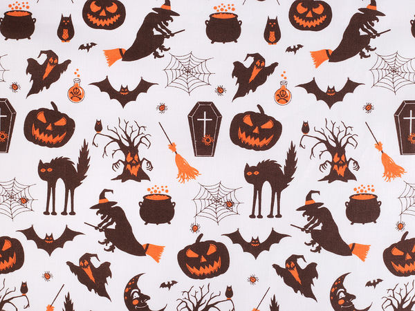Material canvas din bumbac premium pentru Halloween – Imprimeu festiv pentru decorațiuni interioare și proiecte de cusut