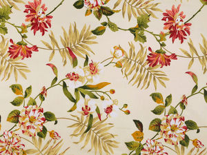 Material canvas premium din bumbac cu model floral - Imprimeu botanic elegant (Crem deschis)