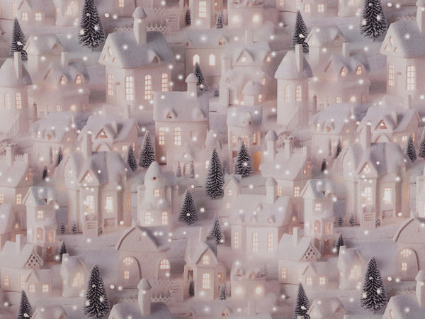 Țesătură canvas premium din bumbac pentru Crăciun - Model case festive (Taupe)