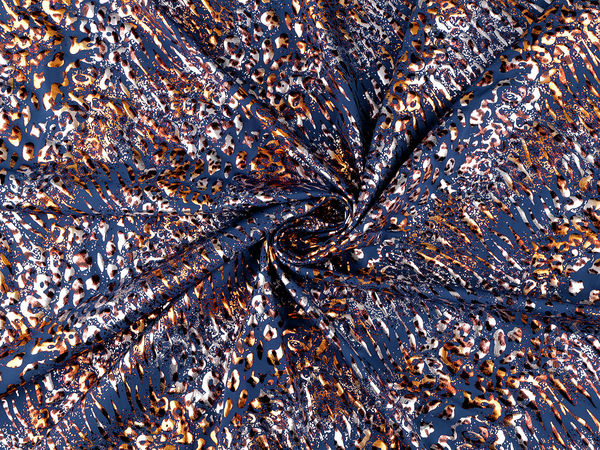 Material premium pentru costume de baie cu imprimeu animalier metalizat - Tricot cu elasticitate ridicată
