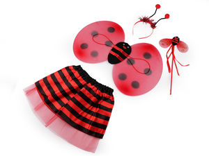 Set accesorii costum de carnaval pentru copii, tematică insecte - Deghizare albină și gărgăriță cu fustă, aripi, cordeluță și baghetă