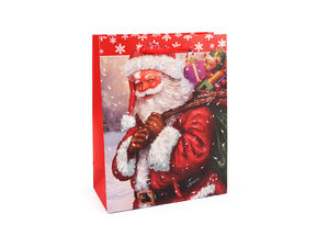 Pungi premium pentru cadouri de Crăciun cu sclipici - Moș Crăciun și motive festive de sărbători