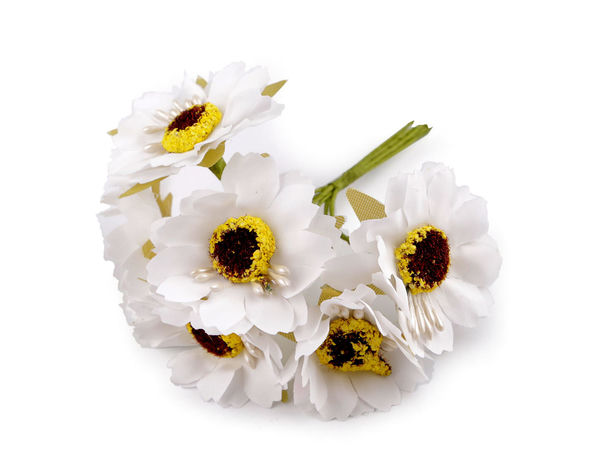 Flori artificiale pe sârmă cu pistil pentru decorațiuni și aranjamente florale - Set de 6 bucăți
