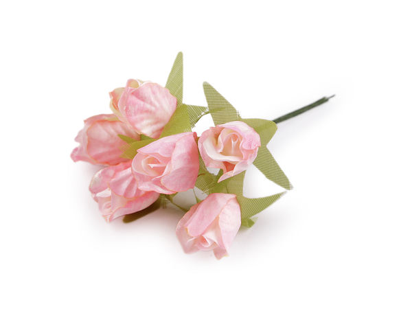 Mini-boboci de trandafiri artificiali premium pe sârmă flexibilă de floristică (buchet de 6 bucăți)