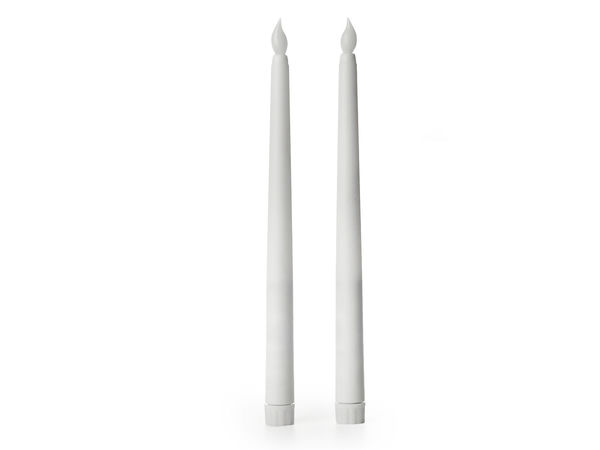 Lumânare LED conică premium, albă, cu efect de pâlpâire - Lumânare decorativă fără flacără, pe baterii (Ø2 cm)