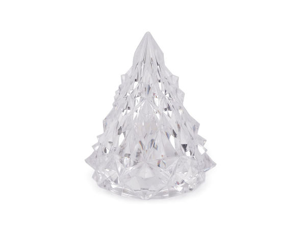 Brad de Crăciun elegant, transparent, iluminat cu LED - Decorațiune festivă cu baterii și lumină albă caldă (baterii incluse)