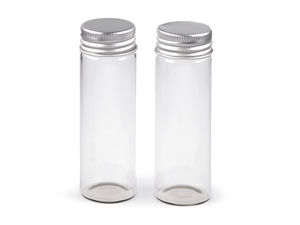 Sticluță transparentă din sticlă pentru proiecte creative cu capac metalic înfiletat (50ml, 30x90mm) – Recipient premium pentru componente de bijuterii, decoupage DIY și depozitare