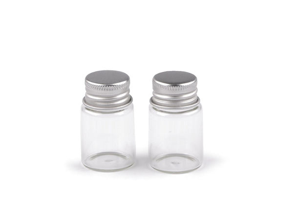 Sticluțe mici din sticlă transparentă cu capac metalic filetat, 10 ml (25x42 mm) – Recipient multifuncțional pentru artizanat, cosmetice și călătorii