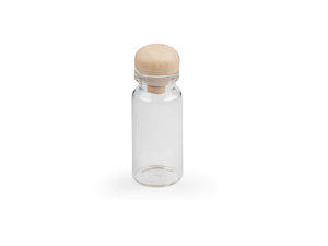 Sticluță tip fiolă premium din sticlă transparentă cu dop de lemn și garnitură din silicon etanșă