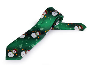 Cravată de Crăciun unisex din satin cu motiv om de zăpadă - Cravată festivă premium pentru sărbători de poveste