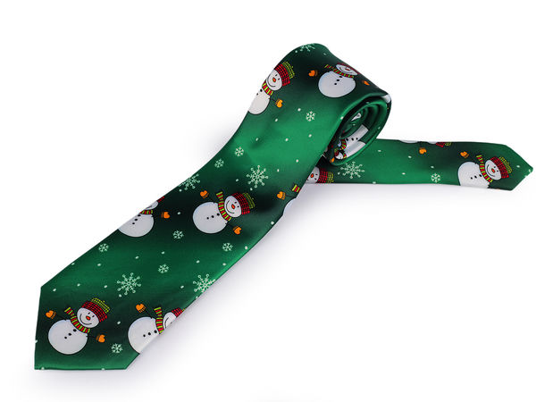 Cravată de Crăciun unisex din satin cu motiv om de zăpadă - Cravată festivă premium pentru sărbători de poveste