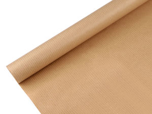 Rolă hârtie de împachetat kraft lucioasă și vărgată Premium - Maro natur, 0.78m x 2m