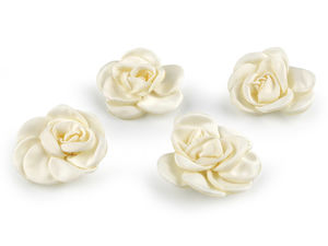 Aplicații premium flori trandafiri din satin pentru coasere și lipire - Decorațiuni florale textile, diametru 5 cm și 6 cm
