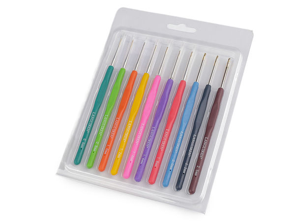 Set Premium de Croșete Ergonomice - 10 Piese cu Mânere din Silicon Moale și Vârfuri Aurii