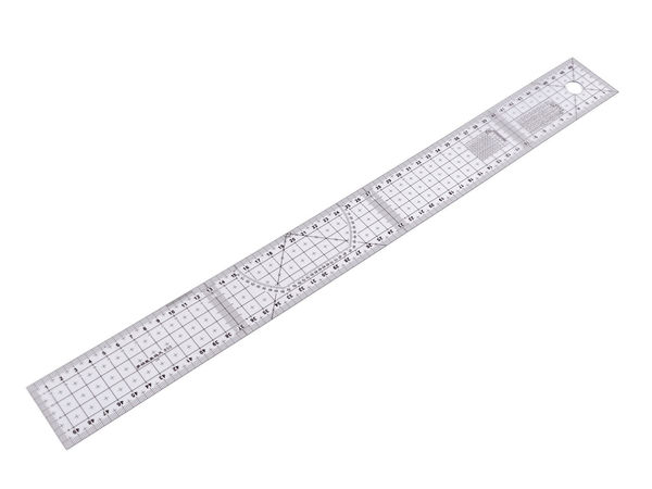 Riglă flexibilă profesională pentru patchwork (5x50 cm) – transparentă, incasabilă pentru croitorie, quilting și lucru manual