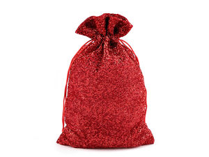 Săculeț premium exclusiv pentru cadouri din lurex cu șnur din satin, 20x30 cm - Roșu