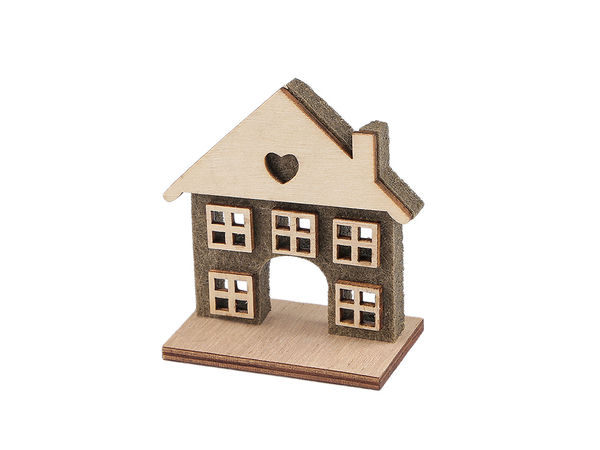 Căsuță decorativă fermecătoare din lemn și fetru - Ornament premium de accent pentru masă și șemineu