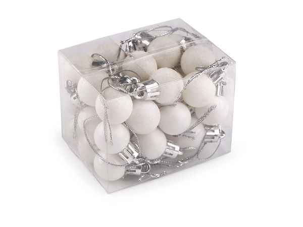 Globulețe miniaturale de Crăciun (Ø20 mm) – Ornamente mici premium de agățat în finisaje mate, lucioase și cu sclipici