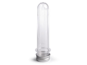 Flacoane din plastic transparente în formă de fiolă pentru depozitare, cu capace metalice filetate ermetice - Fiole multifuncționale pentru galanterie, lucru manual și organizare