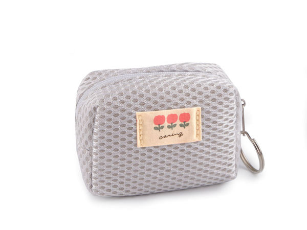 Mini-borsetă din plasă cu inel de chei și portofel compact pentru monede, pentru fete | Accesoriu de călătorie și mini-portfard cu inel de prindere (8,5 x 6 cm)