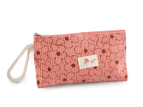 Neceser din catifea raiată cu model floral - Portfard versatil de călătorie și organizator de cosmetice (18,5 x 10 cm)