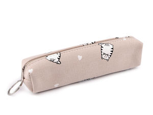 Penar textil cu imprimeu pisici și portfard compact de călătorie cu inel metalic de prindere (18 x 4 cm)