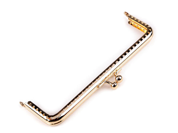 Ramă metalică premium de cusut pentru poșete (15,5 x 9 cm), auriu roz, pentru genți de mână și plicuri DIY