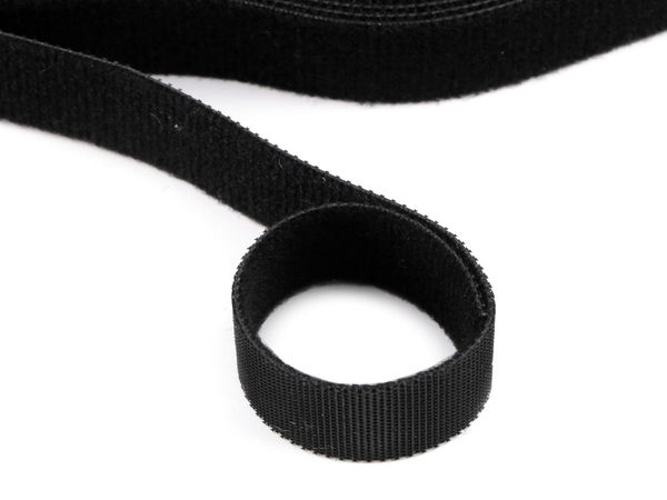 Bandă arici premium cu două fețe și profil redus - Negru (20 mm)