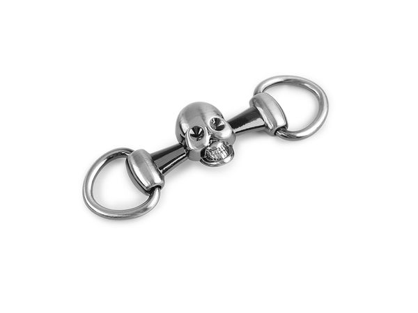 Cataramă metalică premium tip craniu pentru bikeri și accesoriu decorativ - Nichel periat (22x76mm)