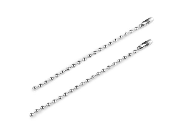 Buclă premium din lanț metalic cu bile de 8 cm (Finisaj nichel) - Conector durabil pentru etichete și buclă pentru confecții