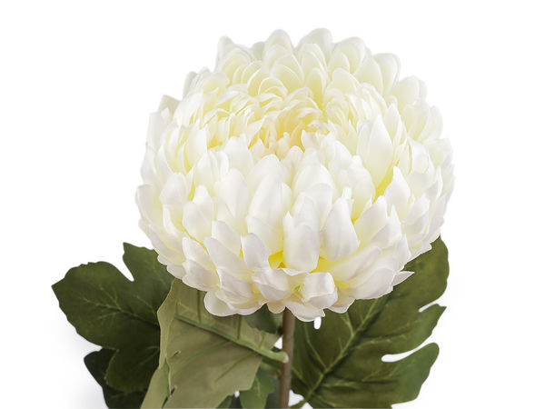 Tijă cu floare de crizantemă artificială cu aspect realist, floare textilă cu miez din sârmă modelabilă pentru vaze, lucru manual și coronițe