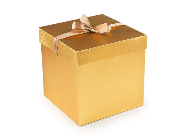 Cutie cadou argintie metalizată cu fundă elegantă din tafta - Cutie de prezentare medie pliabilă și reutilizabilă