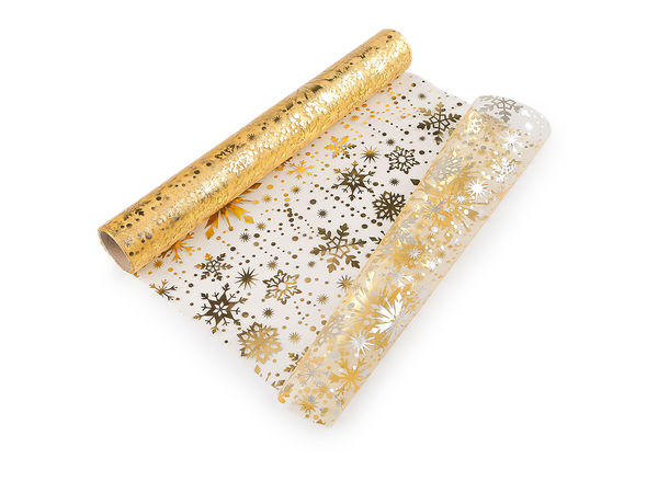 Rulou premium din organza cu fulgi de nea pentru Crăciun (lățime 36 cm) - Traversă festivă metalizată pentru masă și material pentru lucru manual