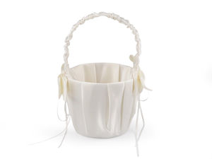 Coșuleț elegant din satin pentru fetița cu flori, cu funde laterale - Accesoriu premium de nuntă
