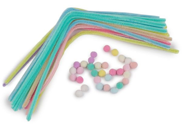 Set creativ premium cu sârmă plușată și pompomuri - Kit DIY de artă și lucru manual pentru copii și adulți
