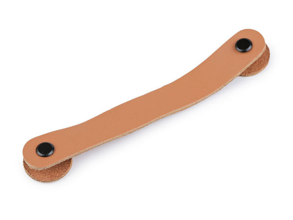 Mâner din piele maro natural cu nituri cu șurub (2 x 15 cm) pentru coșuri, capace și sertare