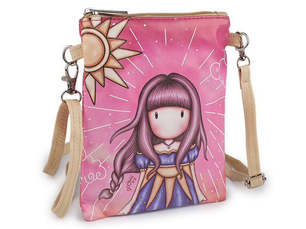 Geantă crossbody pentru fetițe, cu imprimeu, baretă reglabilă și închidere cu fermoar - 15x18,5 cm