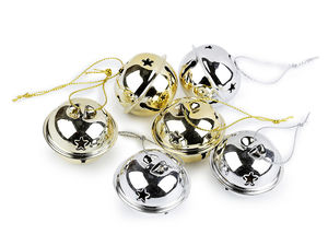 Zurgălăi metalici premium cu șnur de agățat din lurex (40 mm, culori asortate, set la cutie)