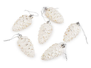Ornamente elegante de Crăciun suspendate în formă de conuri de brad - Globuri decorative de 6 cm