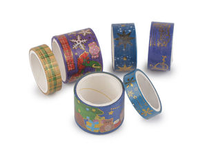 Set Premium de Benzi Adezive Washi pentru Crăciun - Bandă Decorativă din Hârtie Metalizată pentru Împachetat Cadouri de Sărbători și Lucru Manual
