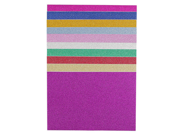 Foi autoadezive premium cu sclipici - Set multicolor pentru lucru manual (10 x 15 cm, 10 bucăți)