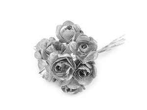 Mini-trandafiri din hârtie metalizată pe sârmă flexibilă pentru aranjamente florale, coronițe și proiecte creative DIY