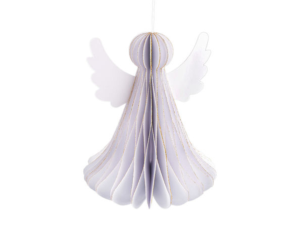Figurină înger 3D din hârtie fagure și ornament de agățat cu închidere magnetică - 15 cm