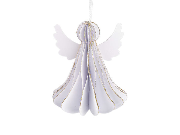 Ornament înger pliabil 3D din hârtie fagure - Figurină decorativă pentru suspendat și așezat, 7 cm